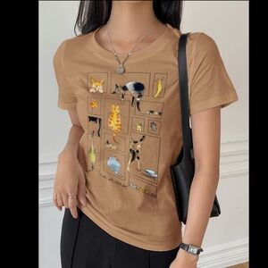 New “Cats With Attitude” Tee - Taupe